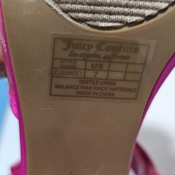 Juicy Couture Gramercy Mesh Hot Pink Heel Logo Platform Block Heel Chunky - Picture 10 of 10